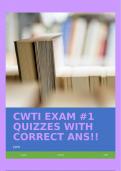 CWTI EXAM #1 QUIZZES WITH CORRECT ANS!!