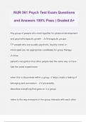 NUR 361 Psych Test Exam Questions and Answers 100% Pass | Graded A+