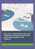 DTPI, TEST 1, HEMATOLOGY: RBC FOCUS LABORATORY INTERPRETATION SOLVED QUESTIONS & ANSWERS 100% CORRECT!!