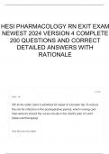 HESI PHARMACOLOGY RN EXIT EXAM NEWEST 2024 VERSION 4 COMPLETE 200 QUESTIONS AND CORRECT DETAILED ANSWERS WITH RATIONALE