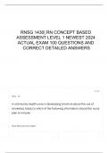 RNSG 1430| RN CONCEPT BASED ASSESSMENT LEVEL 1 NEWEST 2024 ACTUAL EXAM 100 QUESTIONS AND CORRECT DETAILED ANSWERS 