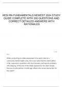 HESI RN FUNDAMENTALS NEWEST 2024 STUDY GUIDE COMPLETE WITH 200 QUESTIONS AND CORRECT DETAILED ANSWERS WITH RATIONALES