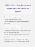 SOEN 341 Part 3 Exam Questions and Answers 100% Pass | Verified and Approved