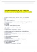 Agriculture Tractor Driving Final Test Actual Questions and Answers 2024 with complete solution.