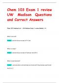 Chem 103 Exam 1 review  UW Madison Questions  and Correct Answers