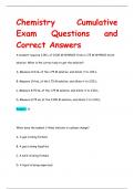 Chemistry Cumulative  Exam Questions and  Correct Answers