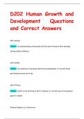 D202 Human Growth and  Development Questions  and Correct Answers