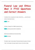 Funeral Law and Ethics  Mod 3 FTCC Questions  and Correct Answers