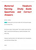 Maternal Newborn  Nursing Study Guide Questions and Correct  Answers