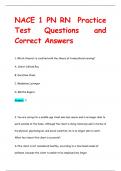 NACE 1 PN RN Practice  Test Questions and  Correct Answers