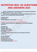 NUTRITION HESI 193 QUESTIONS AND ANSWERS 2024