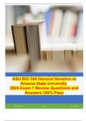 ASU BIO 340 General Genetics at Arizona State University  2024 Exam 1 Review Questions and Answers 100% Pass