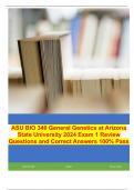 ASU BIO 340 General Genetics at Arizona State University  2024 Exam 1 Review Questions and Answers 100% Pass