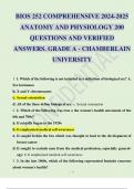 BIOS 252 COMPREHENSIVE 2024-2025 ANATOMY AND PHYSIOLOGY 200 QUESTIONS AND VERIFIED ANSWERS. GRADE A - CHAMBERLAIN UNIVERSITY