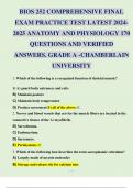 BIOS 252 COMPREHENSIVE FINAL EXAM PRACTICE TEST LATEST 2024-2025 ANATOMY AND PHYSIOLOGY 170 QUESTIONS AND VERIFIED ANSWERS. GRADE A -CHAMBERLAIN UNIVERSITY