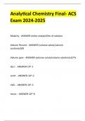 Analytical Chemistry Final- ACS  Exam 2024-2025