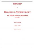 Instructor Manual (Lecture Notes Only) for Biological Anthropology The Natural History of Humankind 4th Edition By Craig Stanford (All Chapters, 100% Original Verified, A+ Grade)