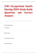 CHN Occupational Health  Nursing 2024 Study Guide Questions and Correct  Answers