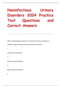 Noninfectious Urinary  Disorders 2024 Practice  Test Questions and  Correct Answers