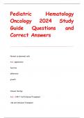 Pediatric Hematology Oncology 2024 Study  Guide Questions and  Correct Answers