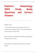 Pediatric Hematology  2024 Study Guide Questions and Correct  Answers