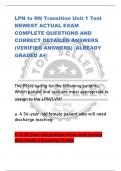 LPN to RN Transition Unit 1 Test NEWEST ACTUAL EXAM  COMPLETE QUESTIONS AND  CORRECT DETAILED ANSWERS  (VERIFIED ANSWERS) |ALREADY  GRADED A+