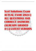 Xcel Solutions Exam ACTUAL EXAM 2024 |  ALL QUESTIONS AND  CORRECT ANSWERS  (ALREADY GRADED  A+) | LATEST VERSION