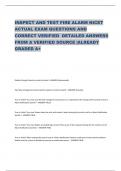 INSPECT AND TEST FIRE ALARM NICET ACTUAL EXAM QUESTIONS AND CORRECT VERIFIED DETAILED ANSWERS FROM A VERIFIED SOURCE |ALREADY GRADED A+