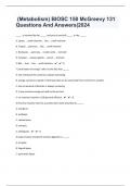  (Metabolism) BIOSC 150 McGreevy 131 Questions And Answers|2024 |33 Pages