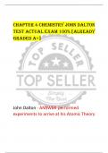 Chapter 4 Chemistry JOHN DALTON  test ACTUAL EXAM 100% [ALREADY  GRADED A+]