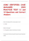 CCMC CERTIFIED CASE  MANAGER 2024  PRACTICE TEST 11 and  12 Questions and Correct  Answers