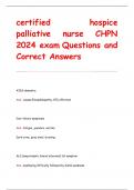 certified hospice  palliative nurse CHPN  2024 exam Questions and  Correct Answers