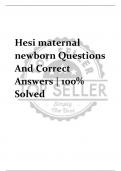 Hesi maternal  newborn Questions  And Correct  Answers | 100%  Solved