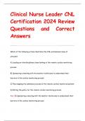 Clinical Nurse Leader CNL Certification 2024 Review  Questions and Correct  Answers