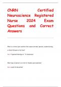 CNRN Certified  Neuroscience Registered  Nurse 2024 Exam Questions and Correct  Answers