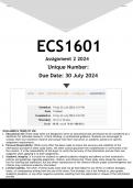 ECS1601 Assignment 2 (ANSWERS) 2024 - DISTINCTION GUARANTEED