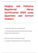 Hospice and Palliative  Registered Nurse  Certification 2024 exam Questions and Correct  Answers