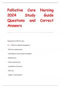 Palliative Care Nursing  2024 Study Guide Questions and Correct  Answers