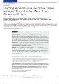 LearningOutcomes inaLiveVirtualversus  In-PersonCurriculumforMedicaland  PharmacyStudents