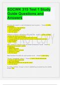 SOCWK 315 Test 1 Study Guide Questions and Answers 