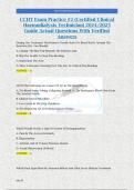 CCHT Exam Practice #2 (Certified Clinical Haemodialysis Technician) 2024/2025 Guide Actual Questions With Verified Answers