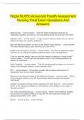   Regis NU650 Advanced Health Assessment Nursing Final Exam Questions And Answers.