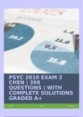 PSYC 2010 EXAM 2 CHEN | 398 QUESTIONS | WITH COMPLETE SOLUTIONS GRADED A+