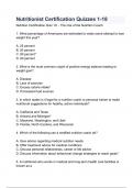 Nutritionist Certification Quizzes 1-18 Questions with correct answers latest updated graded a+