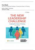 Test Bank-The New Leadership Challenge ; Creating the Future of Nursing 6th Edition ( Grossman, 2021) Latest Edition || All Chapters 