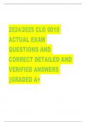 2024/2025 CLG 0010  ACTUAL EXAM  QUESTIONS AND  CORRECT DETAILED AND  VERIFIED ANSWERS  ||GRADED A+