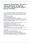 Chapter 02- Clinical Safety- The Core of Leading, Managing, and Following Yoder-Wise- Leading .Actual exam questions with detailed solution