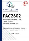 PAC2602 Assignment 2 (DETAILED ANSWERS) Semester 2 2024 - DISTINCTION GUARANTEED