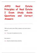 AYPO Real Estate  Principles of Real Estate  I Exam Study Guide Questions and Correct  Answers