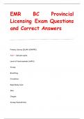 EMR BC Provincial  Licensing Exam Questions  and Correct Answers